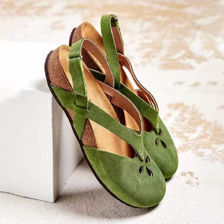 ✨👡【Oferta ograniczona】【35–44】Wysokiej jakości skórzane sandały rekreacyjne 2025 ✅ Zaokrąglony nosek ✅ Płaska podeszwa