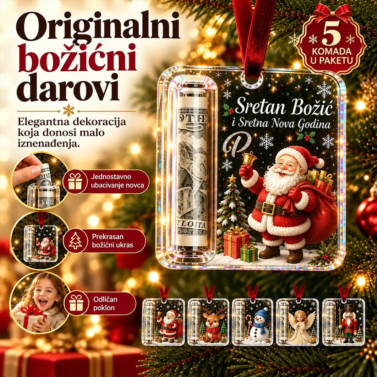🎄 Božićni ukras za novac ✨ Ukras za božićno drvce koji skriva novčanice – kreativan i iznenađujući blagdanski poklon.