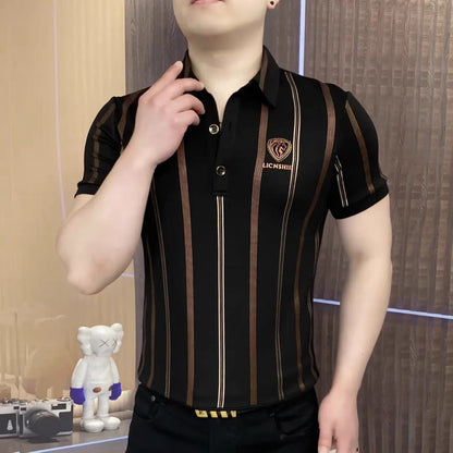 ✨【50% zniżki】【M-5XL】👕‍♂️ Elegancka męska koszulka polo z klapami, modny charakter, dobra cena