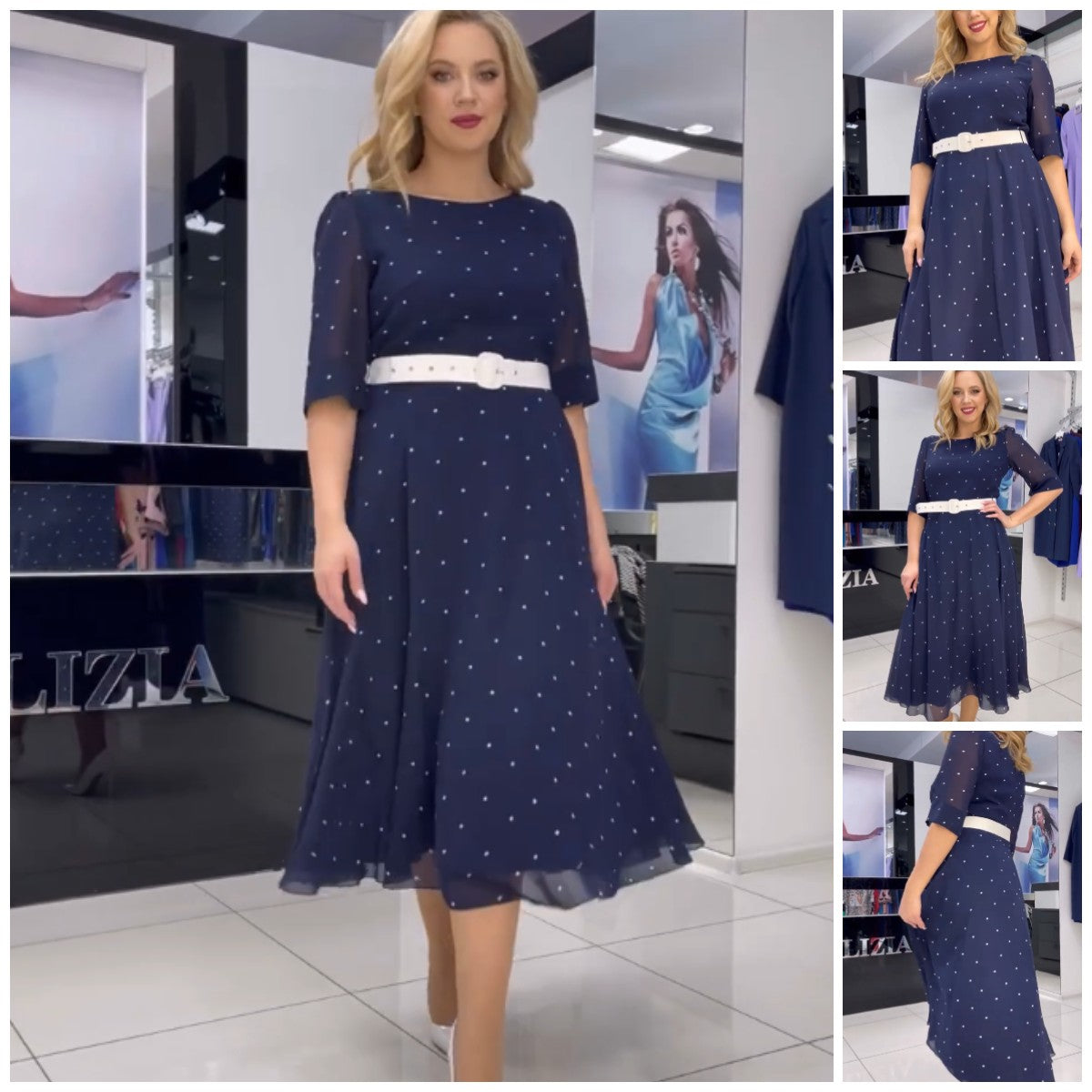 【50% zniżki】【Rozmiary 5XL】❤️2026 Nowa elegancka wiosenna sukienka w groszki z pasem podkreślającym talię