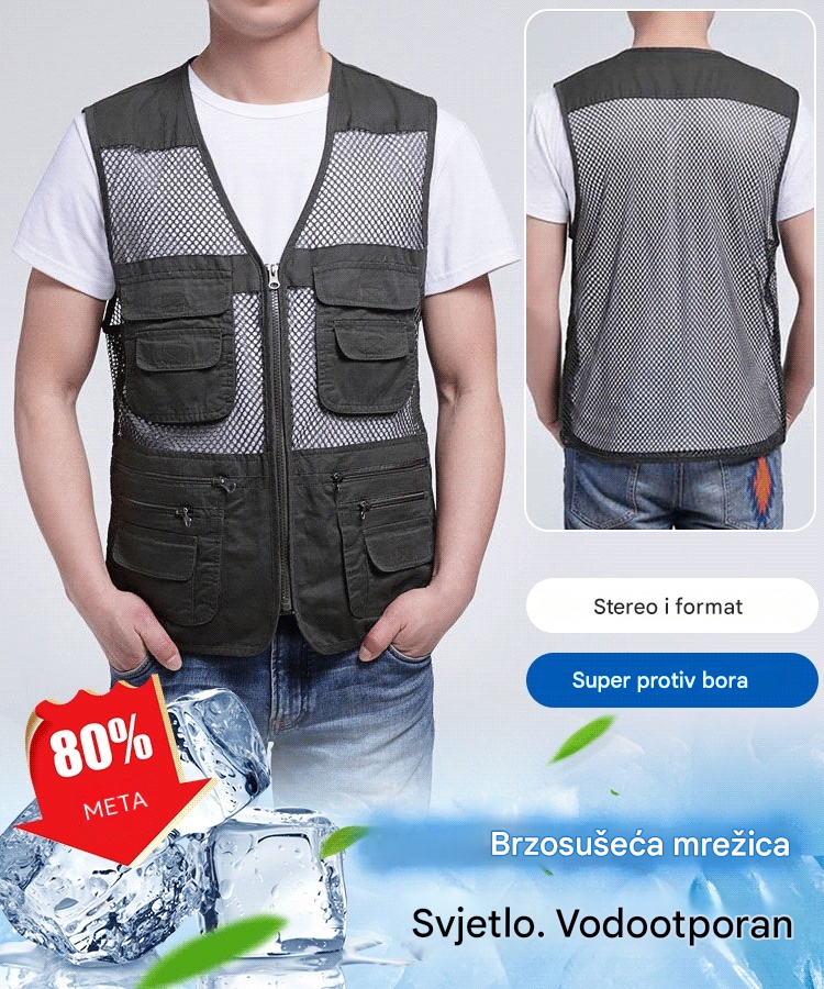 Jednostavan funkcionalni prsluk s više džepova🔥【XL-4XL】