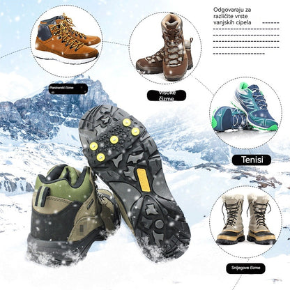 👴🚶🏔️❄️ 【50% popusta】 Nevidljive protuklizne dereze s pet zubaca, outdoor dereze protiv klizanja, pogodne za hodanje po snijegu, planinarenje, penjanje i zimske zaleđene površine, neizostavan sigurnosni dodatak za starije osobe.