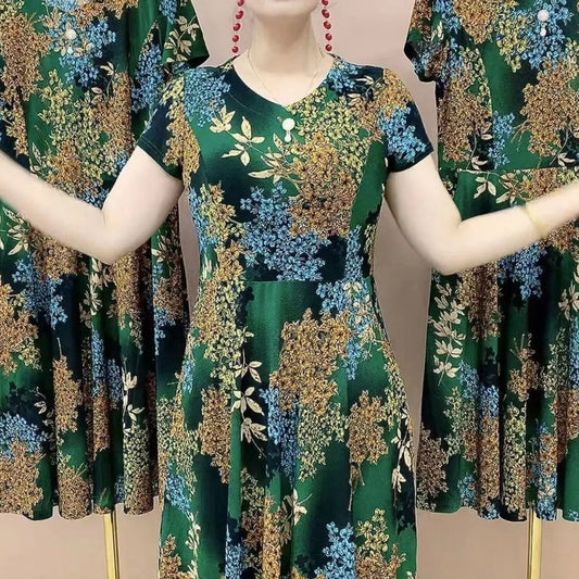 🌺👗2024 Letnia nowa luźna sukienka z lodowego jedwabiu 3733352