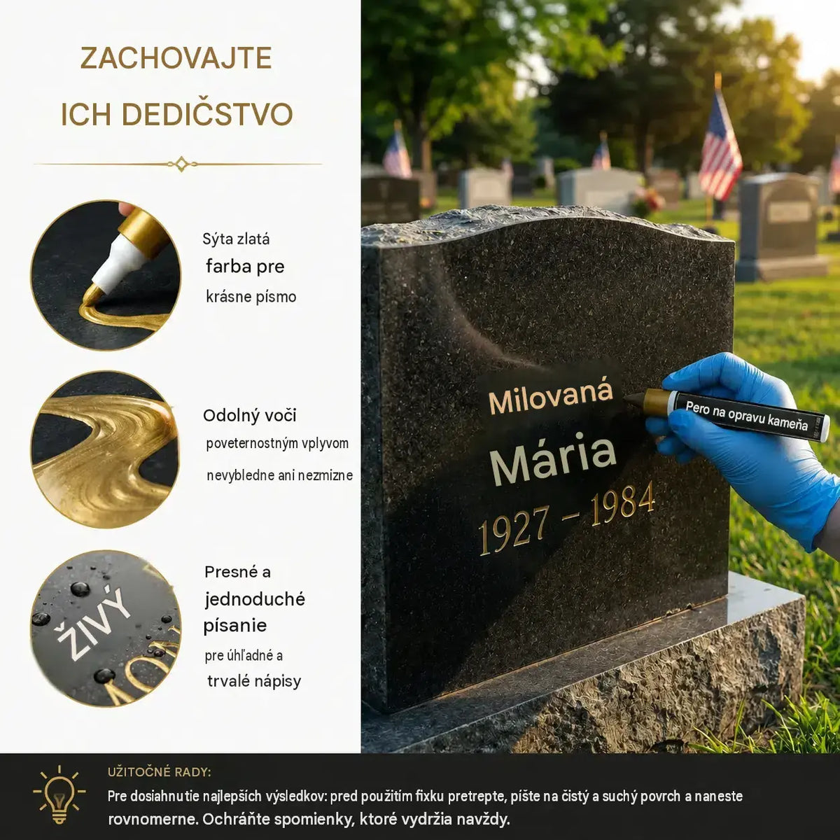 [Kúpte jeden, druhý získate zadarmo] 🖍️ Vodoodolné retušovacie pero odolné voči vyblednutiu, určené na opravu a obnovu nápisov na kamenných doskách.