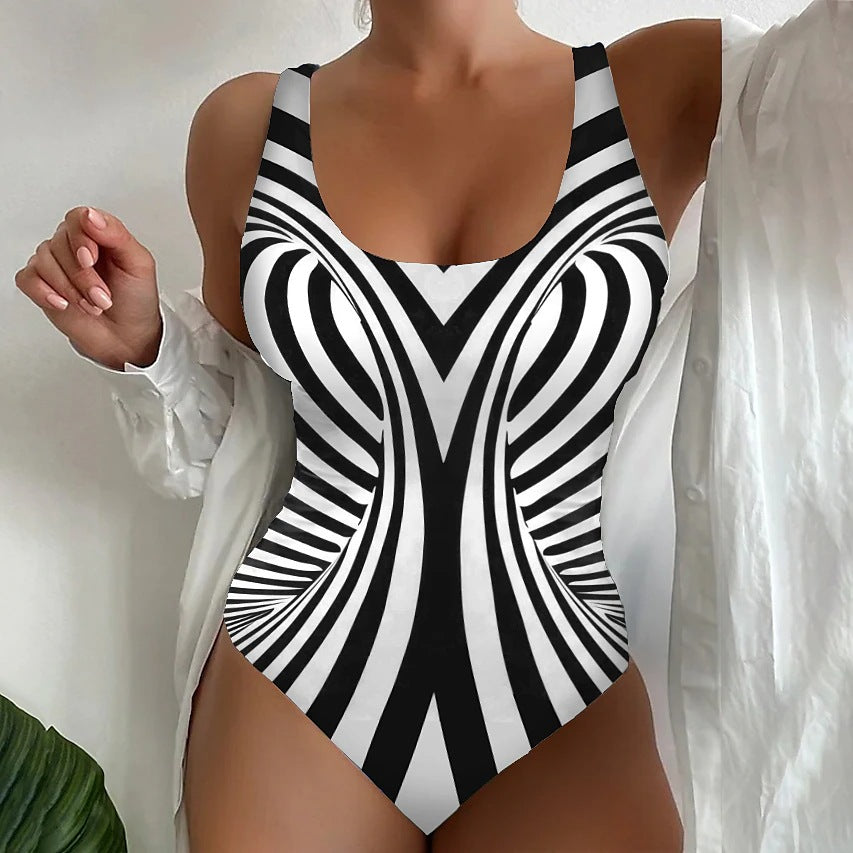 🥰【Ostatni dzień - 50% zniżki】🔥【S~8XL】Unikalny jednoczęściowy kostium kąpielowy w paski - Najlepiej sprzedający się produkt - Płatność przy odbiorze