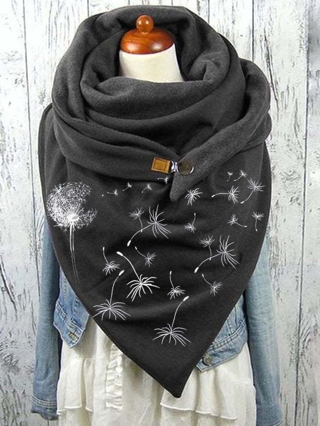 🔥Modny, klasyczny ciepły szalik turban [35% rabatu]🔥Ciepły szalik z bawełnianym nadrukiem i guzikami--3776320