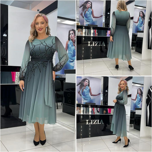 👗✨【S-5XL】🔥Luksusowa spódnica z szyfonu barwionego kryształkami🔥Nadaje się na oficjalne okazje--3716520