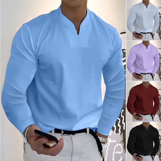 🔥Darmowa dostawa🔥【S-5XL】Nowy męski T-shirt z elastycznej bawełny z dekoltem w kształcie litery V_3624533