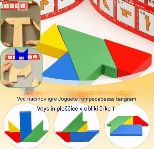 💕🎭Večnamenska igrača tangram sestavljanka v obliki črke T