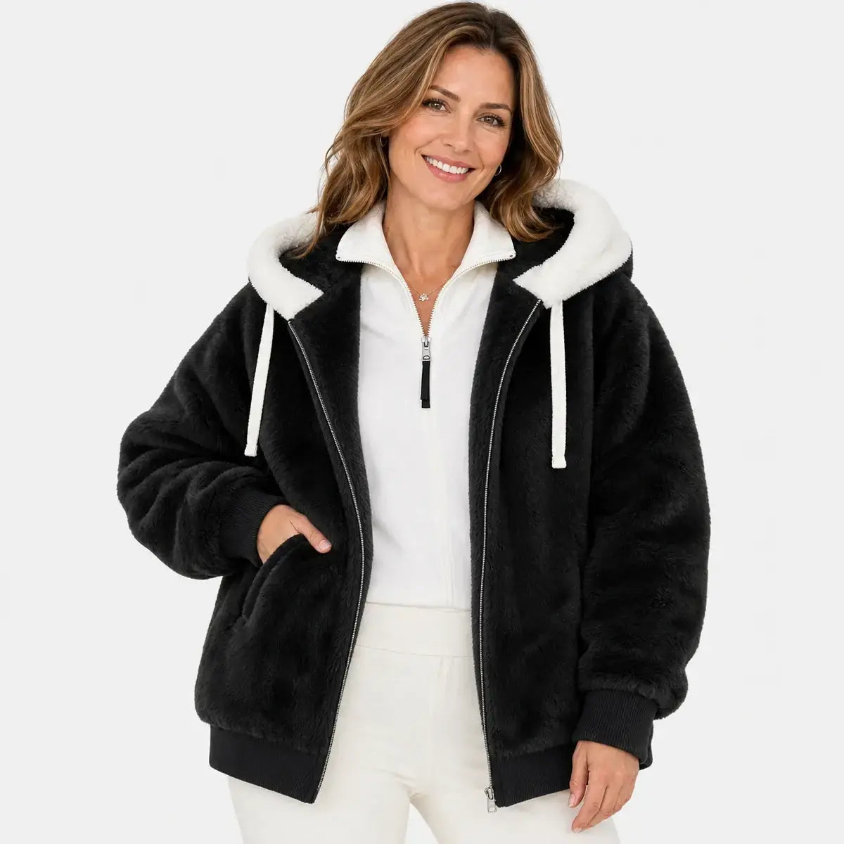 ☃️ 【S-5XL】 Nova plišana hoodica na patentni zatvarač, širokog kroja (jesen/zima)