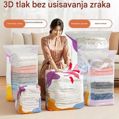 🧳【Set od 5 dijelova】💨 Vakuumske vrećice za pohranu velikog kapaciteta koje se mogu stisnuti: Nije potrebna pumpa, nepropusne su, idealne za uštedu prostora u koferu i domu ✈️