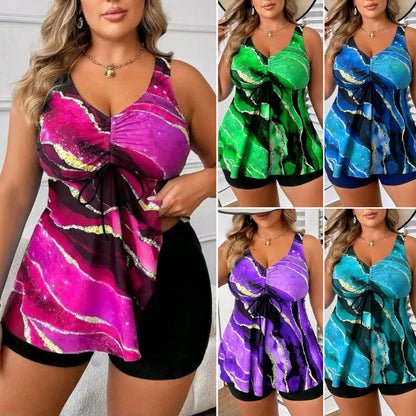 👙【50% zniżki】【S-4XL】👙🌺Letni damski dwuczęściowy kostium kąpielowy z nadrukiem w fale, modny i przyciągający wzrok, przyjemny w dotyku