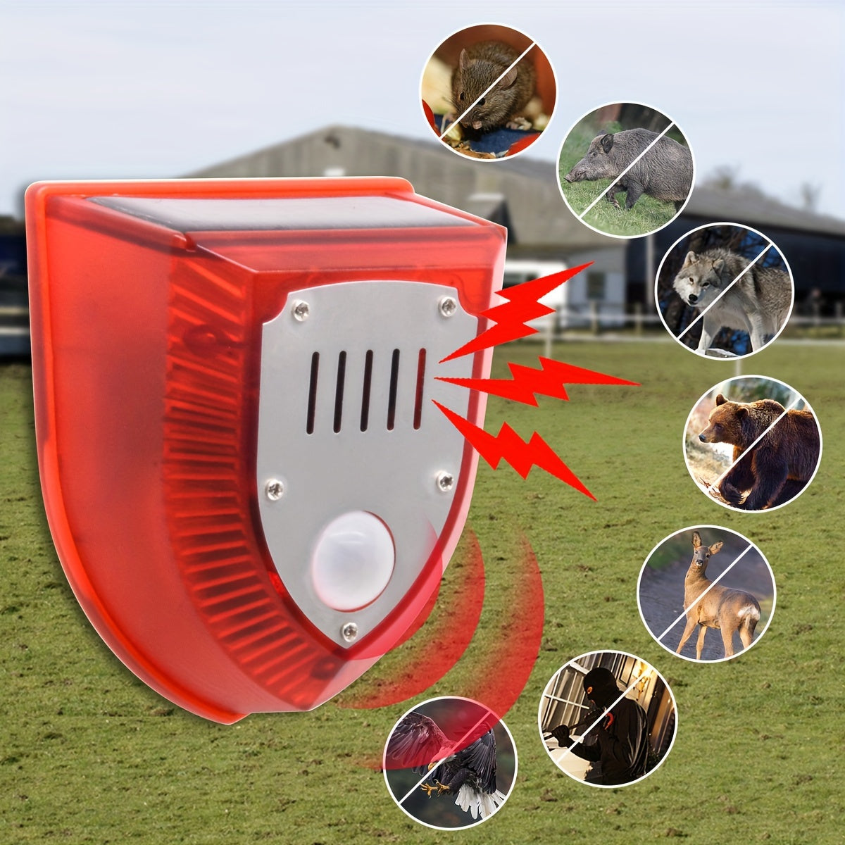 【⚡-50%】🔥Solarny alarm, lampa antykradzieżowa z czujnikiem ruchu, ultradźwiękowy odstraszacz zwierząt