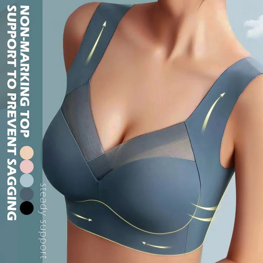 🎽【50% zniżki】Biustonosz push-up z lodowego jedwabiu bez fiszbin, duży rozmiar_3629875