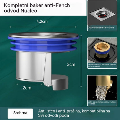 🔥Kupite 1, dobijte 1 GRATIS!🔥 Univerzalni mesingani podni odvod s jezgrom protiv neugodnih mirisa 🚿✨