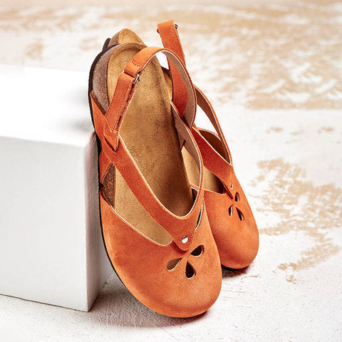 ✨👡【Oferta ograniczona】【35–44】Wysokiej jakości skórzane sandały rekreacyjne 2025 ✅ Zaokrąglony nosek ✅ Płaska podeszwa