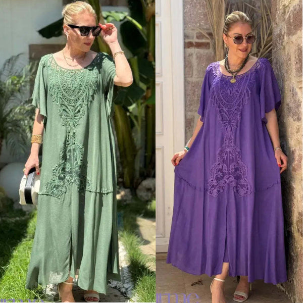 【S-5XL】👗2024 Nova široka čipkasta ženska haljina veće veličine--3700003