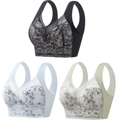 🔥【3 sztuki】💕🎁Duży biustonosz bezszwowy z jedwabiu lodowego, ultracienki, oddychający i regulowany [40 kg-100 kg]