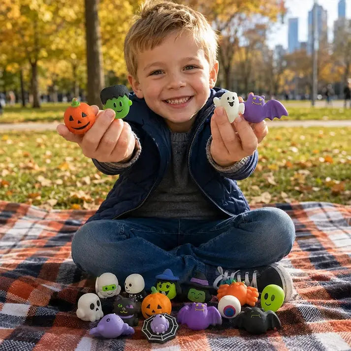 🎃 Antistresne igračke u obliku okruglica s motivom Noći vještica; preslatke okruglice u obliku bundeve i duha za ublažavanje stresa.