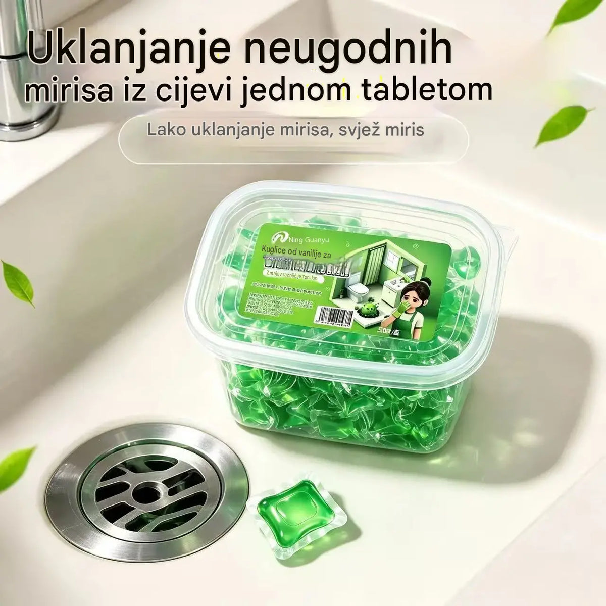 ✨【2 pakiranja (ukupno 100 kapsula)】Kapsule za uklanjanje neugodnih mirisa topive u vodi, posebno osmišljene za uklanjanje mirisa iz odvodnih cijevi – idealno rješenje za sprječavanje širenja neugodnih mirisa u kupaonicama i kuhinjama.