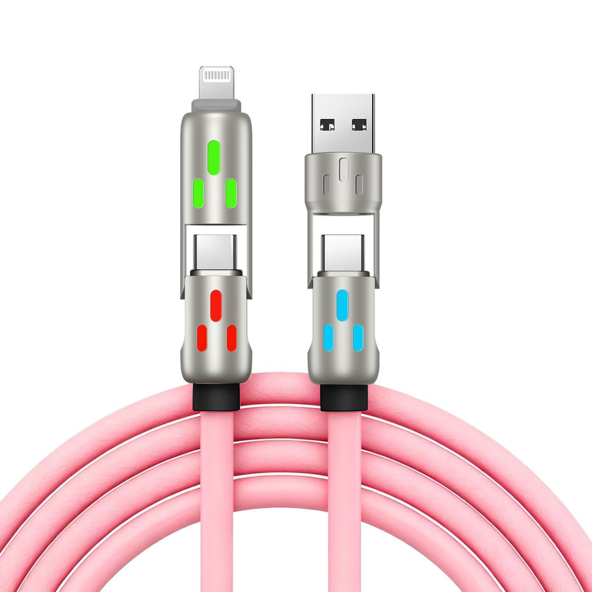 🔥 (duljine 2 metra) 4-u-1 PD 240W kabel – USB-C, Lightning i USB-A brzo punjenje, aluminij i silikon, sinkronizacija podataka ⚡📱