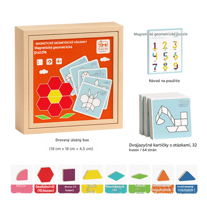 👶🌈🧩【128 piezas】🔥Juguete de rompecabezas tangram de madera magnético, entrenamiento cerebral y juguete educativo para niños, estimula el pensamiento