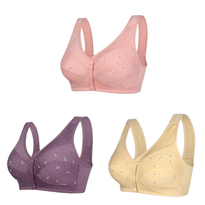 ✨💞【3 kawałki】Elegancki bawełniany biustonosz zapinany z przodu dla pań w średnim wieku 3710247