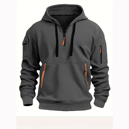 【S-5XL】Męska sportowa bluza z kapturem zapinana na zamek i wiele kieszeni-3770240