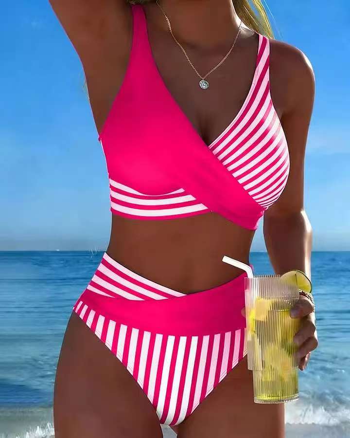 😍【S-3XL】（40kg-100kg）Dvodijelni Bikini U Blokovima Boja✅Plaćanje Pri Preuzimanju