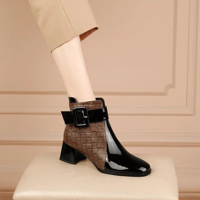 🔥【35–40】🔥Zdaj –50 %! Idealni za jesen in zimo! Elegantni ženski gležnjarji iz prave ovčje kože – moderni, topli in ročno izdelani!