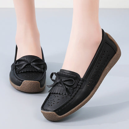 🌼Nowość w promocji👡Nowy model 2025🌼【rozmiary 35–44】Letnie damskie buty skórzane z ażurowym wzorem i frędzlami, przewiewne i wygodne