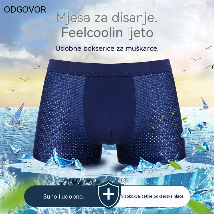 Paket od 4 🔥2026 Novi stil muških bokserica od ledeno svilenog modala, plus veličine, s antibakterijskom mrežicom