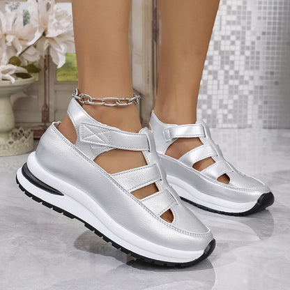 🔥【Oferta specjalna】🌸【35-43】Modne damskie sandały na 2025 rok, wykonane z prawdziwej skóry, z wygodnym ażurowym obcasem