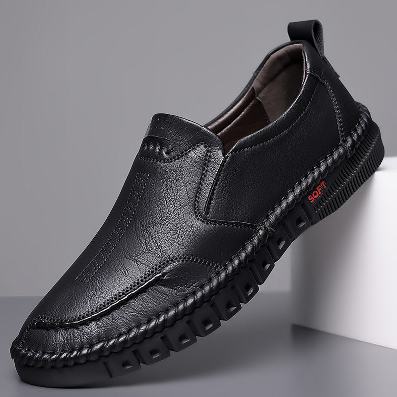 👞【39-44】Nowe męskie skórzane buty casualowe z miękką podeszwą - antypoślizgowe - oddychające