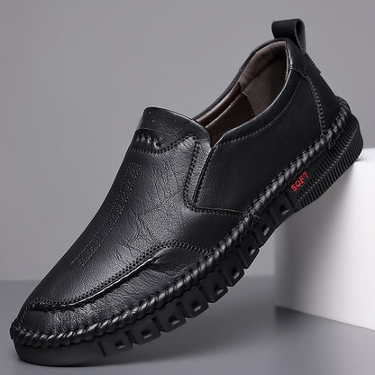 👞【39-44】Nowe męskie skórzane buty casualowe z miękką podeszwą - antypoślizgowe - oddychające