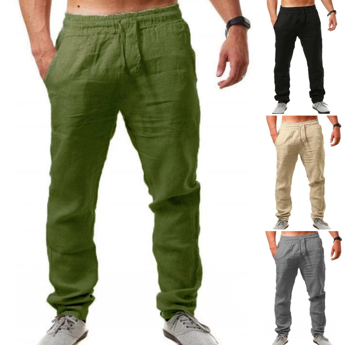 💥50% zniżki👖【S-4XL】2026 Nowe wiosenne męskie luźne, oddychające spodnie sportowe, mieszanka bawełny i lnu