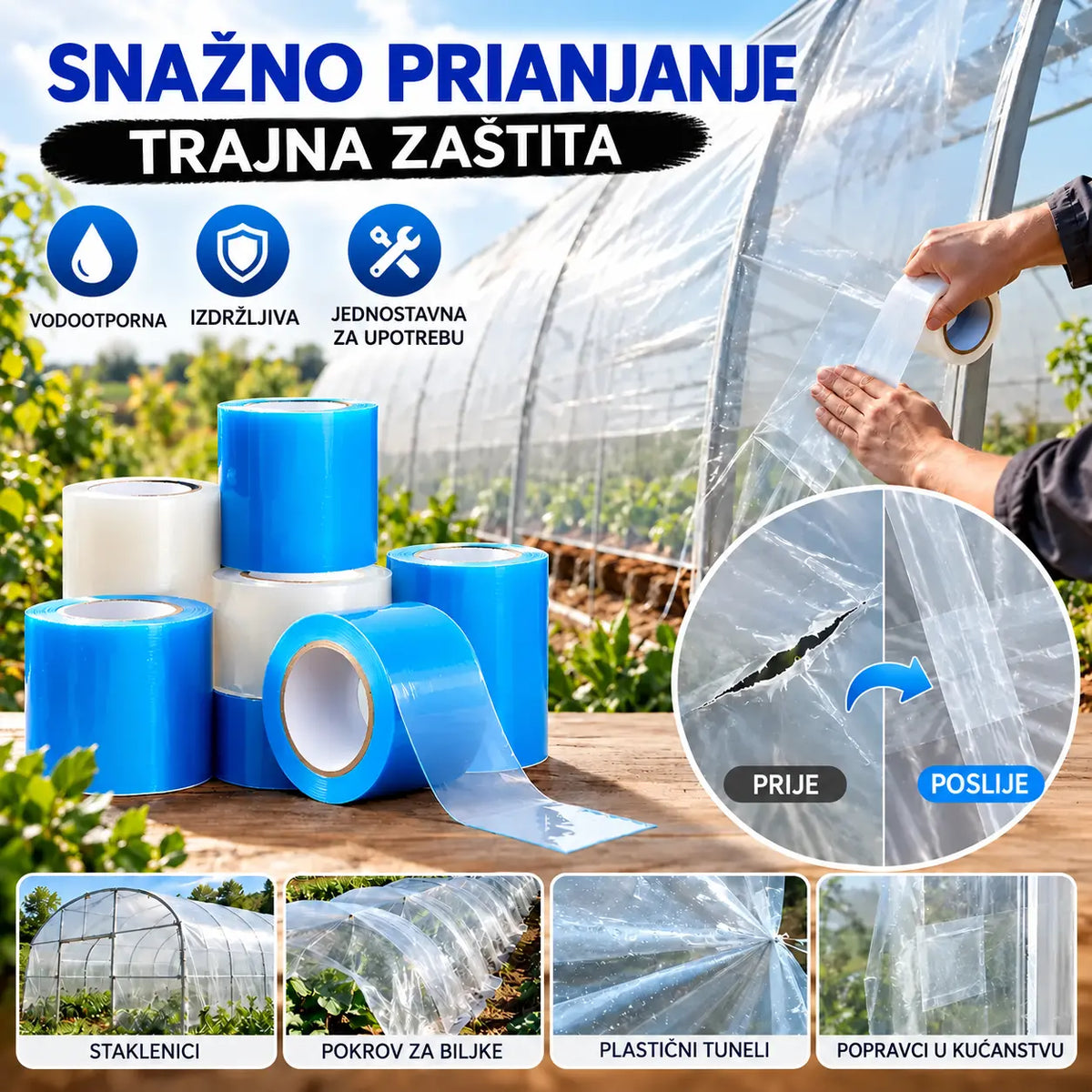 🌳👍Savršeno za popravak nadstrešnica  🥬Traka za popravak staklenika
