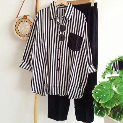 [S-5XL] 🌸 Damski prążkowany casualowy komplet dwuczęściowy (wiosna–lato) – przyjemny dla skóry i wygodny