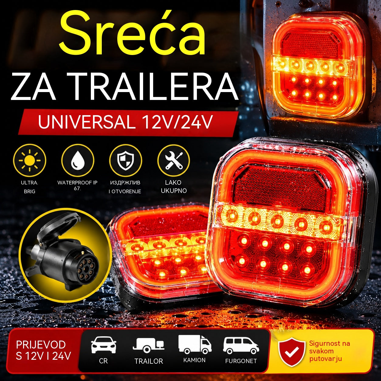⏰ Akcija traje ograničeno vrijeme 🚦【Univerzalna 12V/24V】🚦 LED svjetla za automobilsku prikolicu — plaćanje pouzećem dostupno