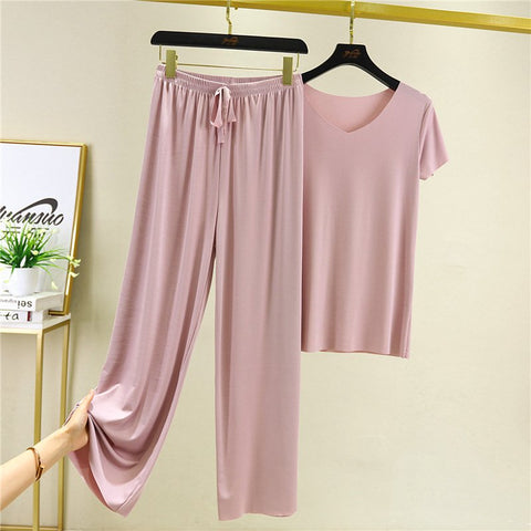 🔥Proizvodi od meke svile❤️Kratki rukavi + široke pantalone❤️Top + pantalone [dvodijelni set]