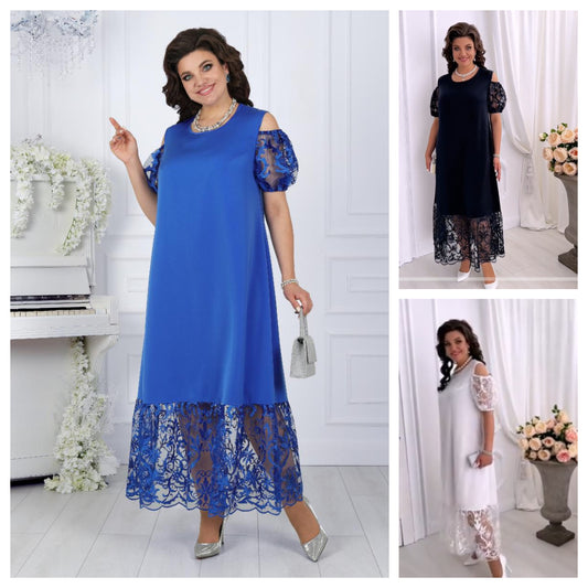 👗【S-5XL】 Elegancka sukienka z mozaikowej koronki 3688566