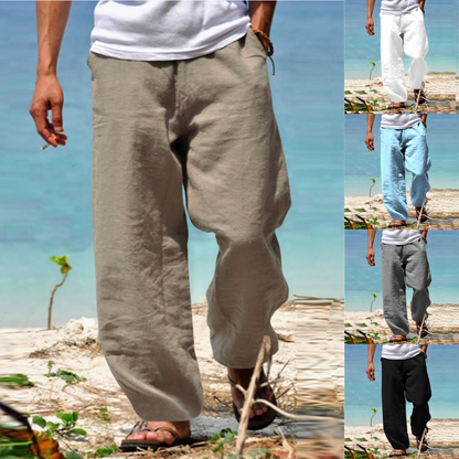 👖🕺【45% zniżki -S–5XL】😍Letnie męskie szerokie proste spodnie w dużym rozmiarze w jednolitym kolorze, ściągacz w pasie, swobodne, oddychające