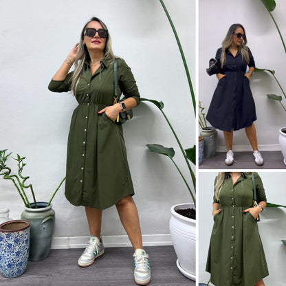 👗✨【S-5XL】🔥Elegancka maxi sukienka na jesień z kieszeniami-3741984