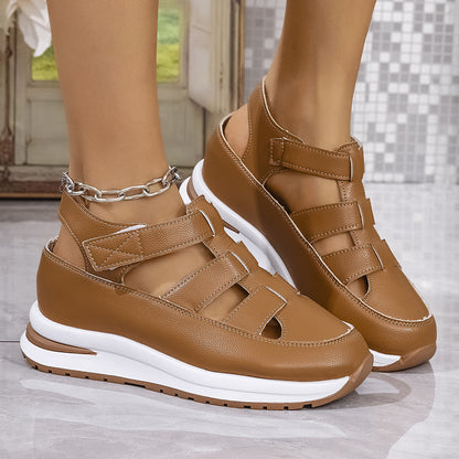 🔥【Oferta specjalna】🌸【35-43】Modne damskie sandały na 2025 rok, wykonane z prawdziwej skóry, z wygodnym ażurowym obcasem