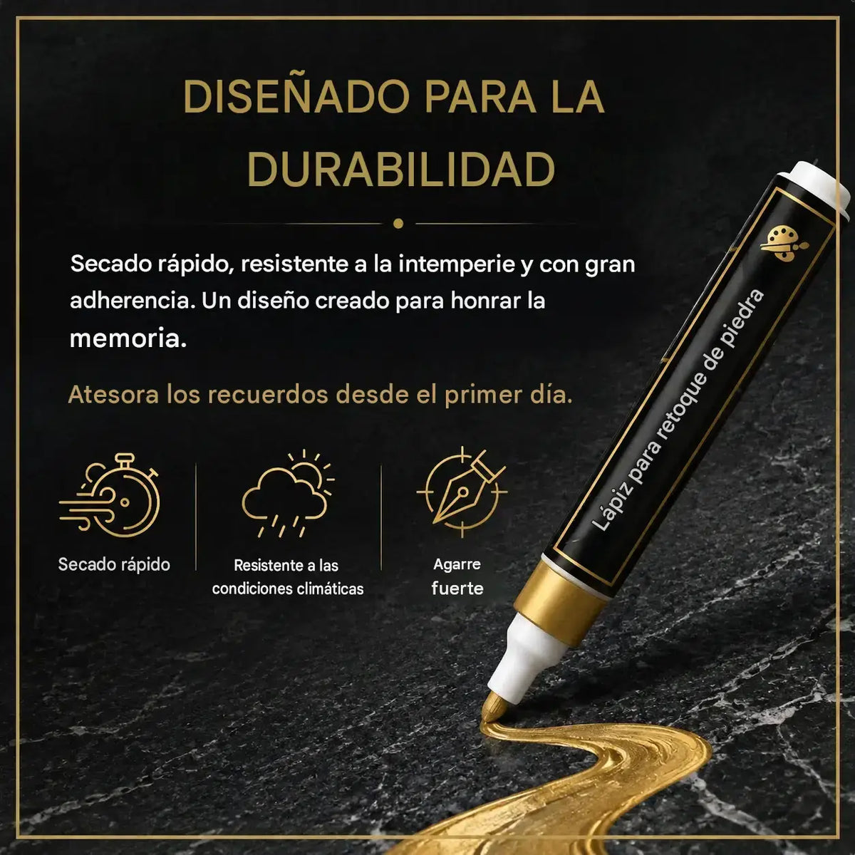 【Compra uno y llévate otro gratis】🖍️ Rotulador resistente al agua y a la decoloración, ideal para reparar y repintar inscripciones en losas de piedra.