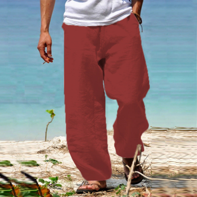 👖🕺【45% zniżki -S–5XL】😍Letnie męskie szerokie proste spodnie w dużym rozmiarze w jednolitym kolorze, ściągacz w pasie, swobodne, oddychające