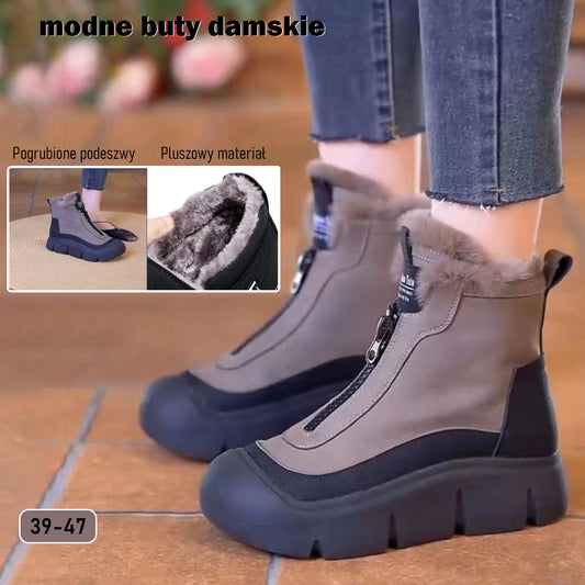 【35-40】 Ręcznie robione włoskie damskie antypoślizgowe buty do kostki z prawdziwej skóry
