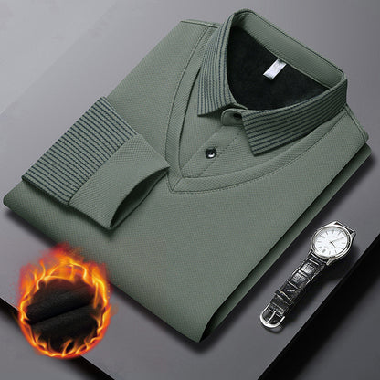 【⚡Obniżka 120 zł】【M-4XL】Dwukolorowa koszulka POLO z paskami i efektem fałszywej warstwy