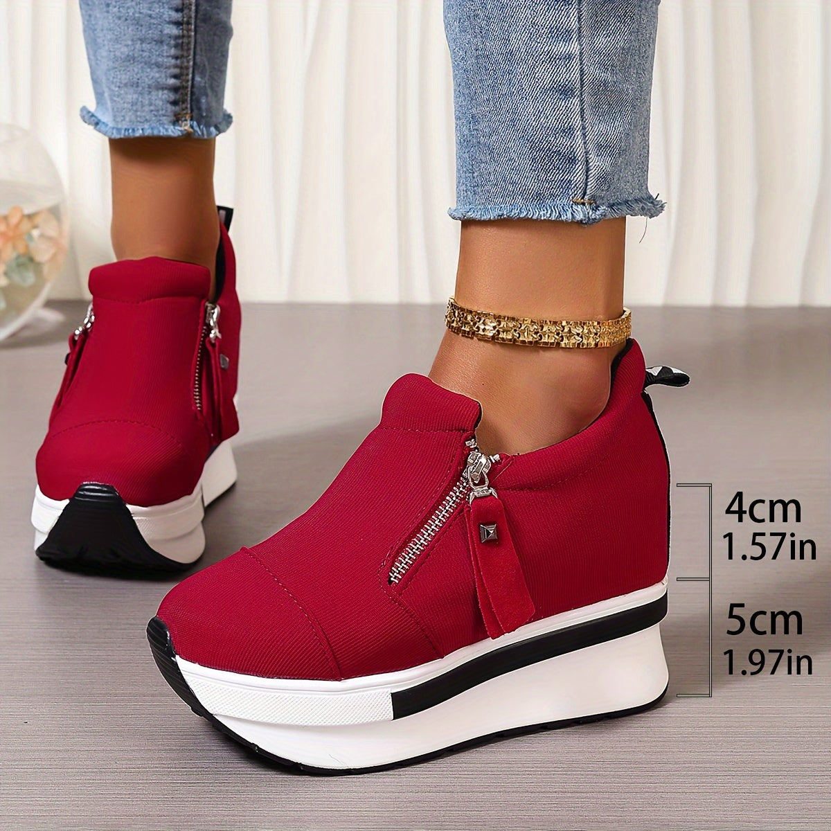 Oferta limitowana💥Buty damskie 2025 z bocznym zamkiem i grubą podeszwą z płótna