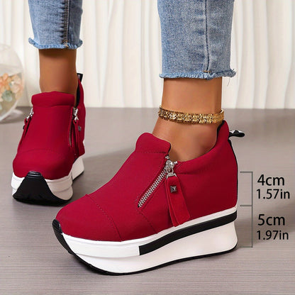 Oferta limitowana💥Buty damskie 2025 z bocznym zamkiem i grubą podeszwą z płótna